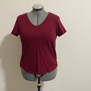 Old Navy Women's Short Sleeve V-Neck Top - Deep Red